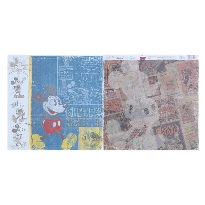 Бумага для скрапбукинга "Old's cool: Микки Маус", Микки Маус и друзья, 29.5 х 29.5 см, 160 г/м²