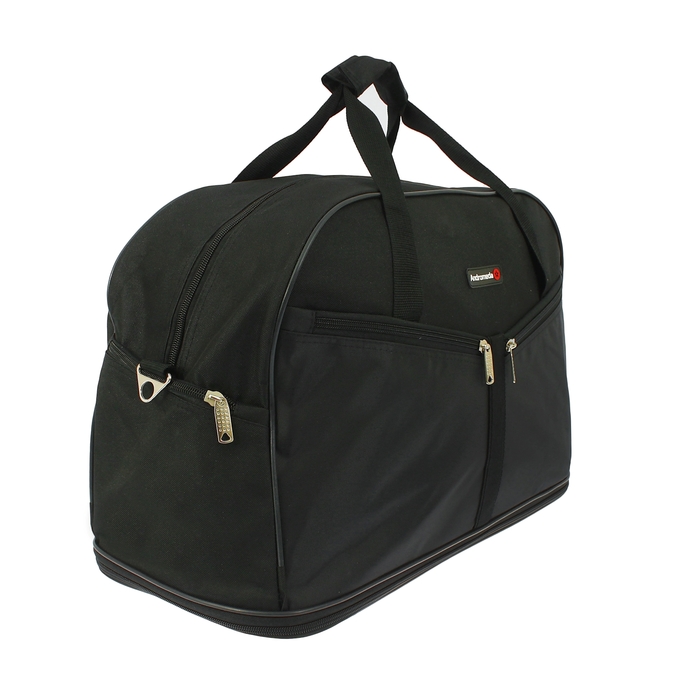 Сумка дорожная на молнии, 1 отделение, 4 наружных кармана, длинный ремень, чёрная