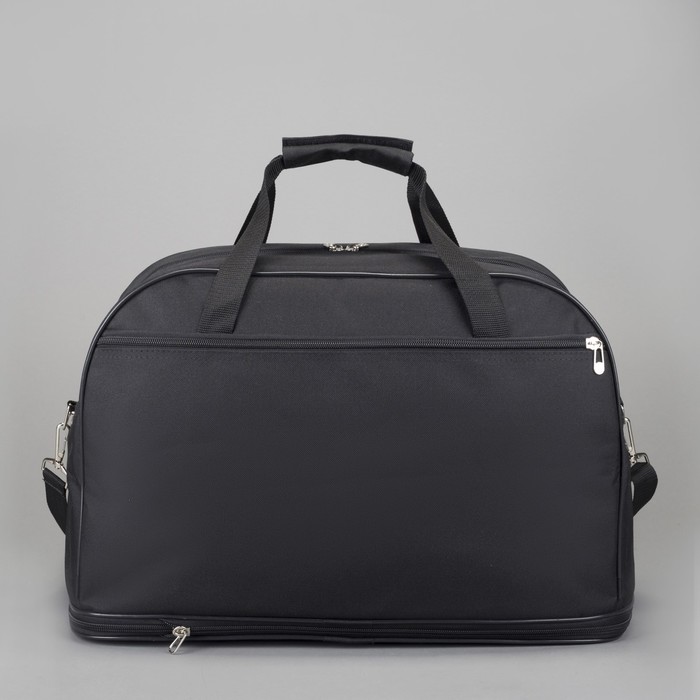 Сумка дорожная на молнии, 1 отделение, 4 наружных кармана, длинный ремень, чёрная