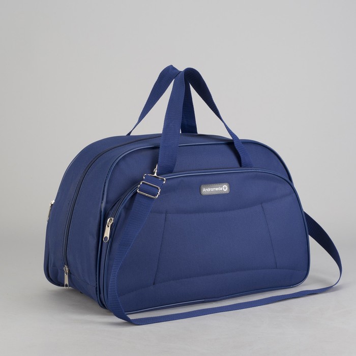 Сумка дорожная на молнии, 1 отдел, 2 наружных кармана, длинный ремень, цвет синий