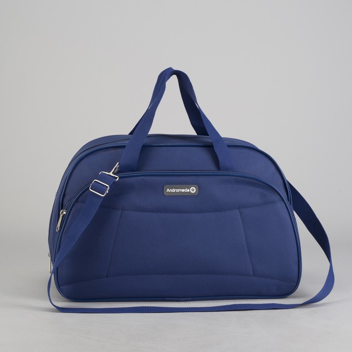 Сумка дорожная на молнии, 1 отдел, 2 наружных кармана, длинный ремень, цвет синий