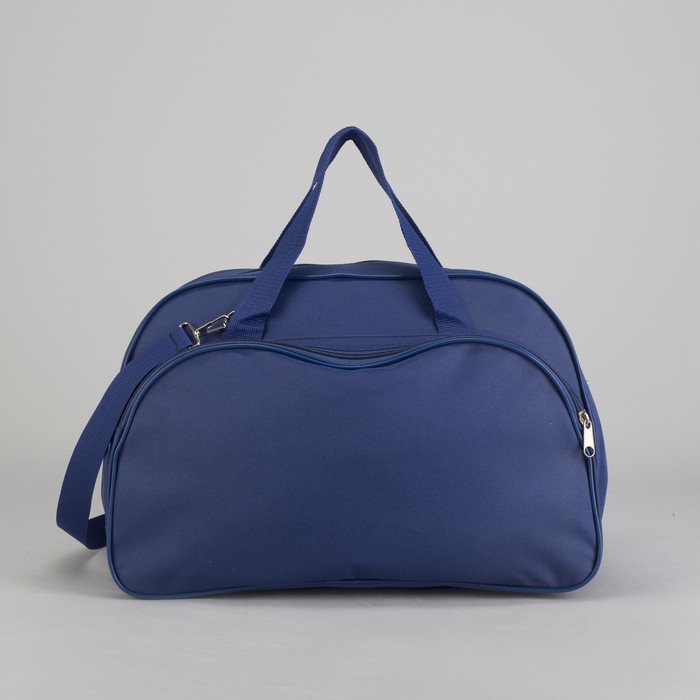 Сумка дорожная на молнии, 1 отдел, 2 наружных кармана, длинный ремень, цвет синий