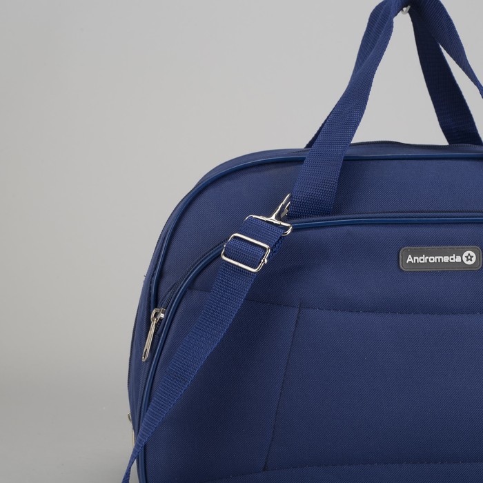 Сумка дорожная на молнии, 1 отдел, 2 наружных кармана, длинный ремень, цвет синий