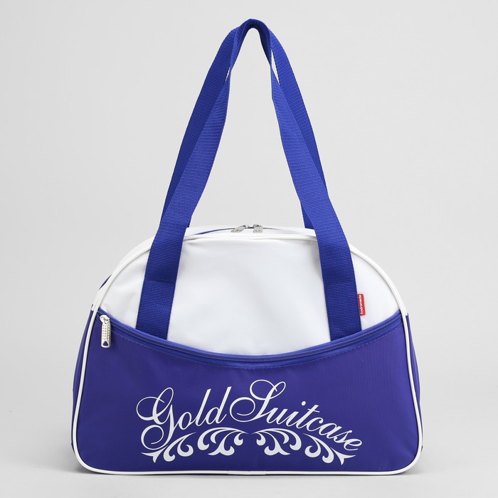 Сумка дорожная на молнии, 1 отделение, 1 наружный карман, комбинированная, синяя/белая