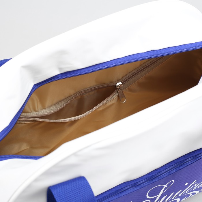 Сумка дорожная на молнии, 1 отделение, 1 наружный карман, комбинированная, синяя/белая