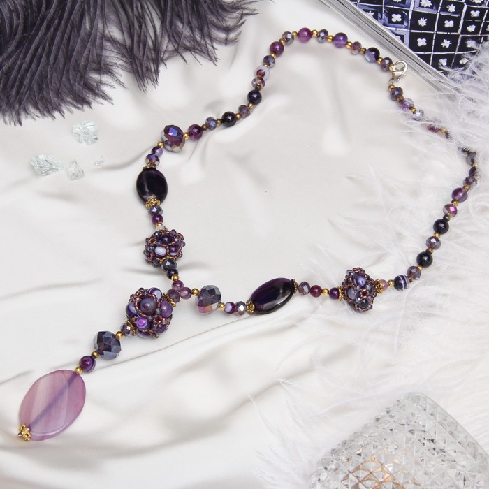 Кулон тайна востока "Агат", цвет фиолетовый, 60см