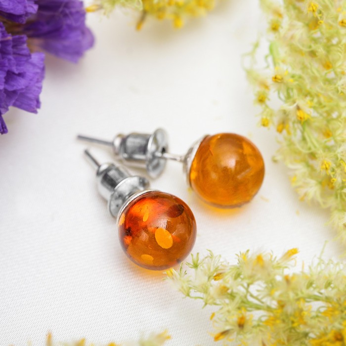 Пусеты шар №8 "Янтарь"