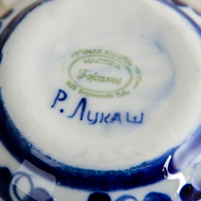 Шкатулка круглая «Бабочка», гжель, кобальт