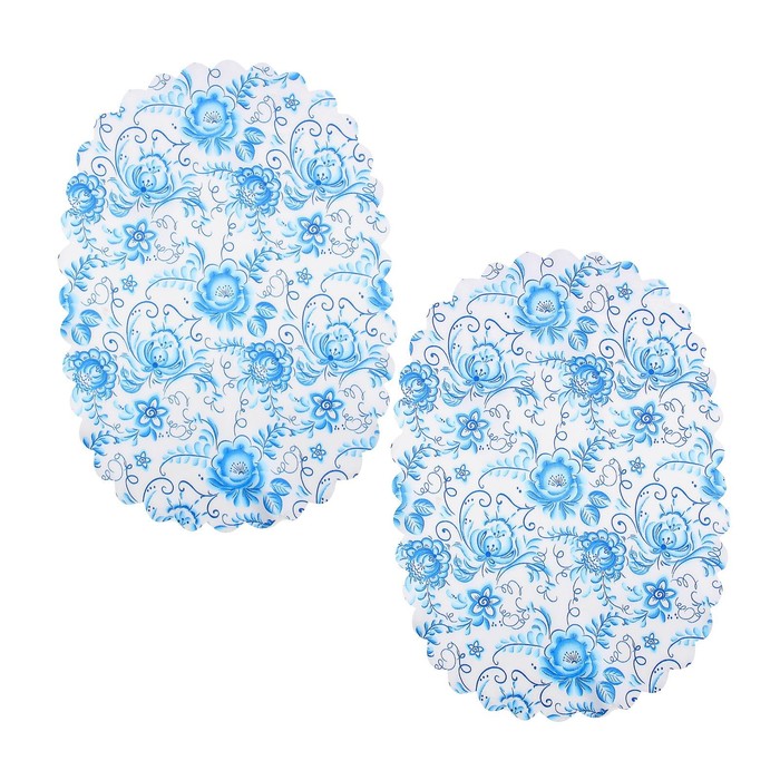 Набор салфеток Доляна "Народная роспись", 30х40 см - 2шт овал, 100% полиэстер