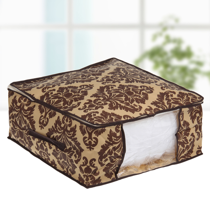 Кофр для хранения вещей, 45х45х20 см "Вензель", цвет коричнево-бежевый