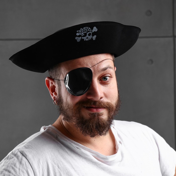 Карнавальная шляпа "Пират" с одноглазым черепом, р-р 56-58