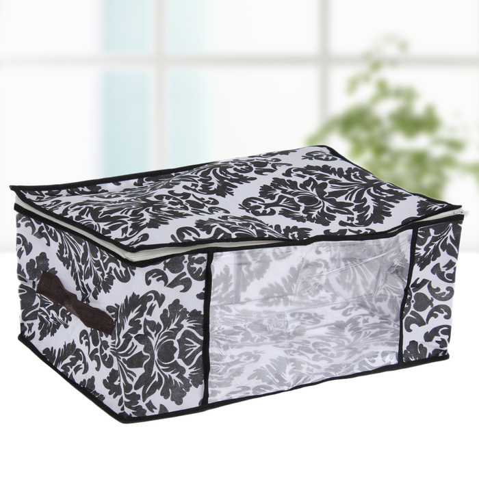 Кофр для хранения вещей 45х30х20 см "Вензель", цвет чёрно-белый