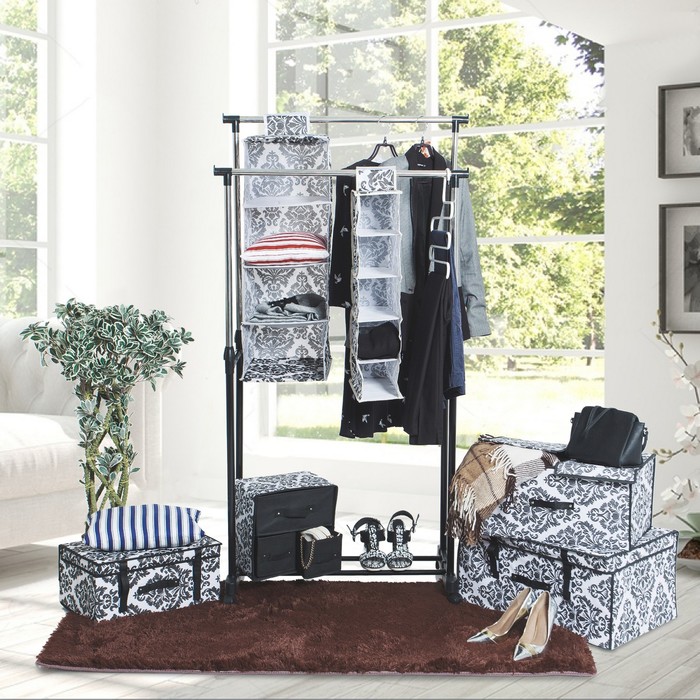 Кофр для хранения вещей 45х30х20 см "Вензель", цвет чёрно-белый