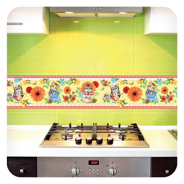 Наклейка-бордюр интерьерная "Котята", 42 х 29,7 см