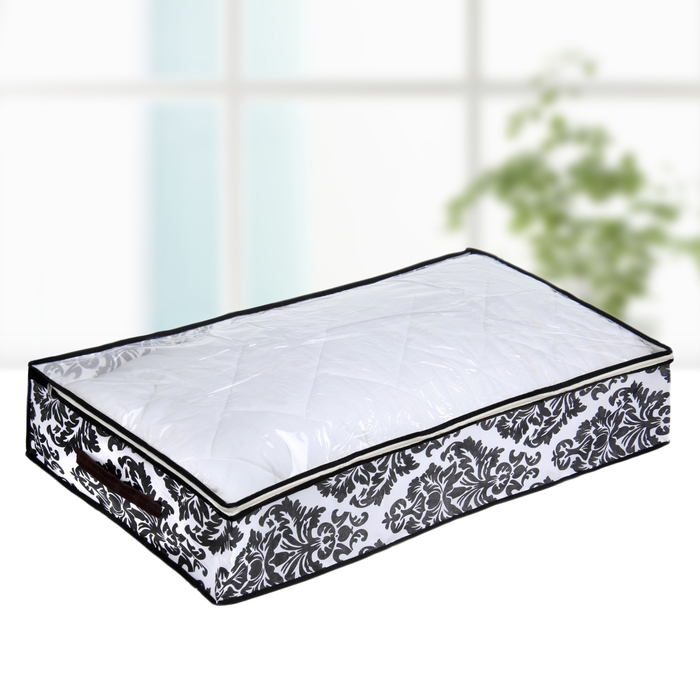 Кофр для хранения вещей, 80х45х15 см "Вензель", цвет чёрно-белый