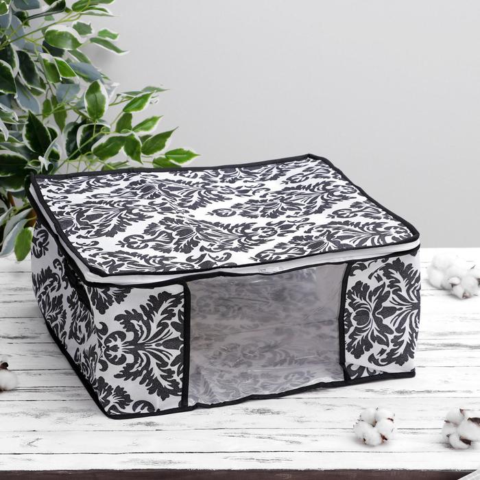 Кофр для хранения вещей, 45х45х20 см "Вензель", цвет чёрно-белый