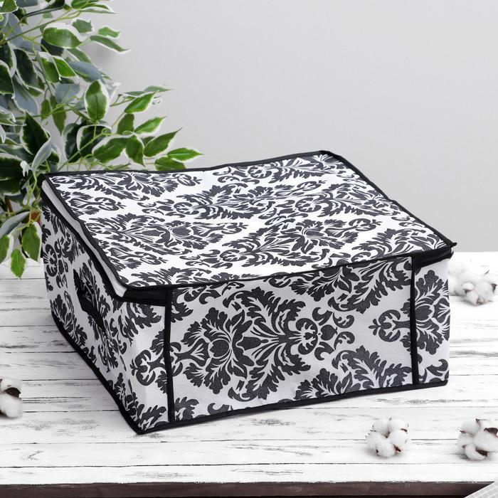 Кофр для хранения вещей, 45х45х20 см "Вензель", цвет чёрно-белый