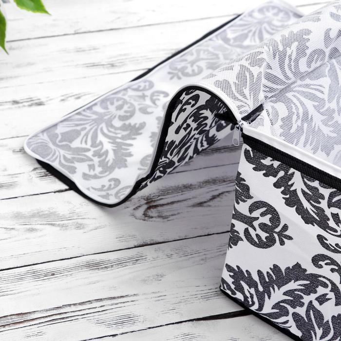 Кофр для хранения вещей, 45х45х20 см "Вензель", цвет чёрно-белый