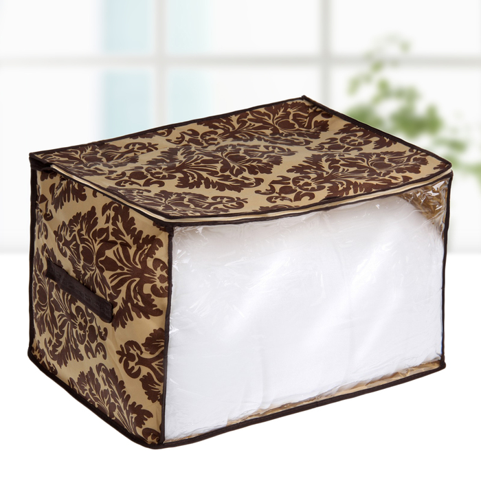 Кофр для хранения вещей, 45х35х30 см "Вензель", цвет коричнево-бежевый