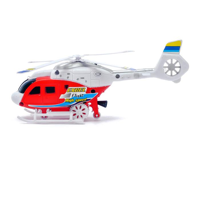 Вертолёт заводной «Спасатель», световые и звуковые эффекты, цвет МИКС