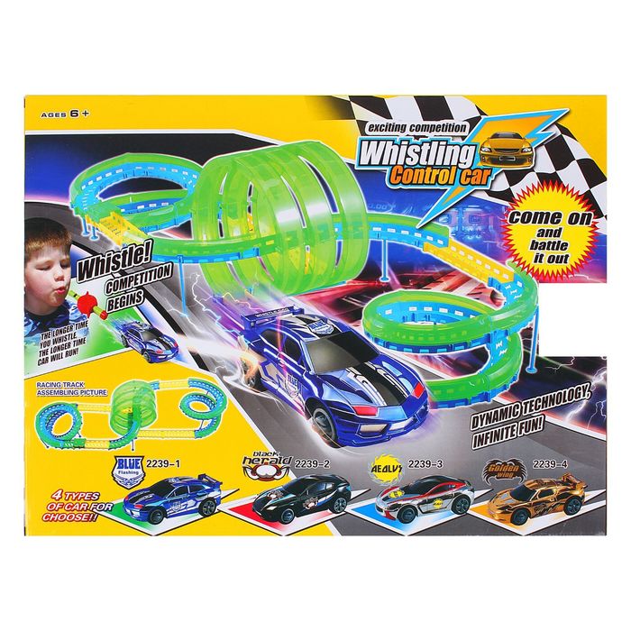 Автотрек "Безумная скорость", машина запускается от звука свистка, 28 дорог, длина пути 538 см