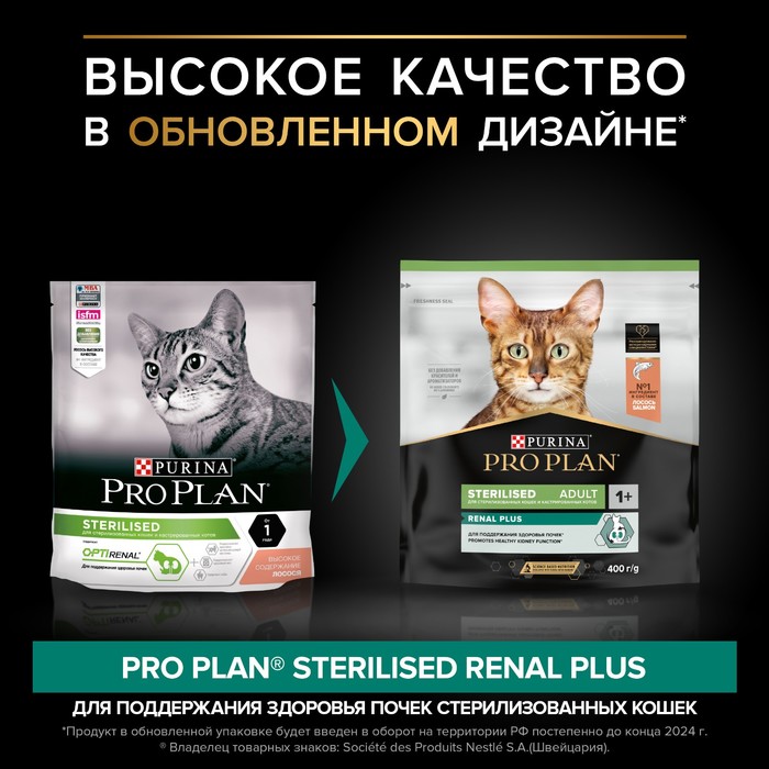 

Сухой корм PRO PLAN для стерилизованных кошек, лосось, 400 г