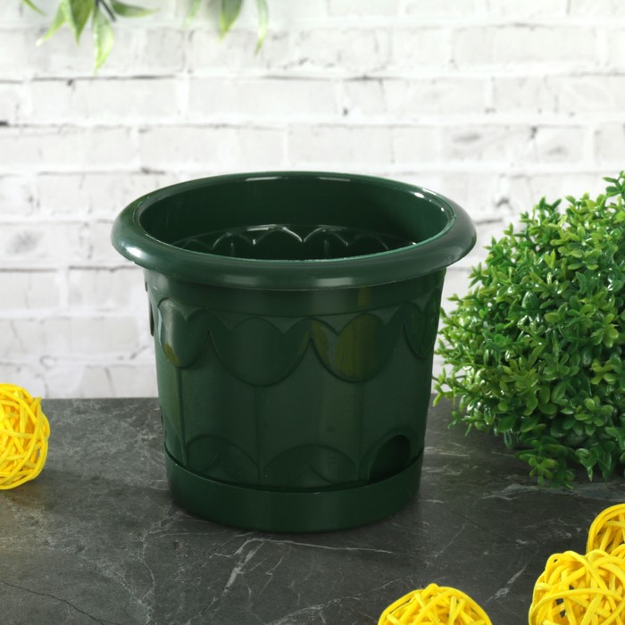 Горшок с поддоном d=10 см "Тюльпан", цвет МИКС