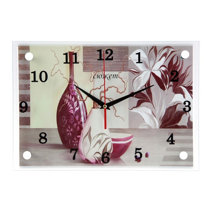 Часы настенные, серия: Интерьер, Сиреневые вазы25х35 см