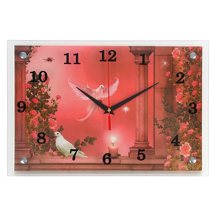 Часы настенные прямоугольные "Сказочные птицы"25х35см микс