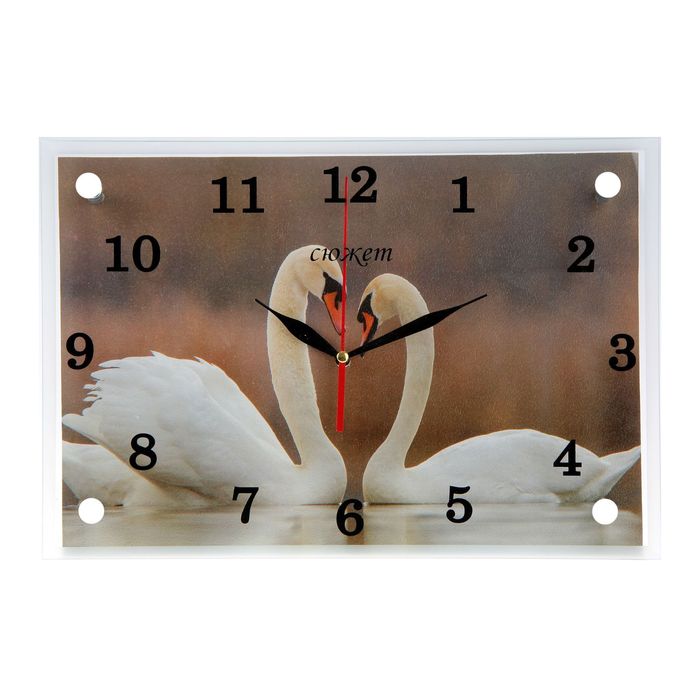 Часы настенные прямоугольные "Два лебедя"25х35см