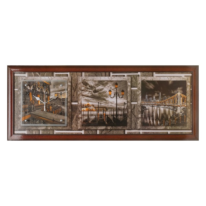 Часы-картина настенные "Story Bridge", 35х100 см микс