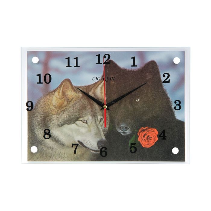 Часы настенные прямоугольные "Волчья любовь" 25х35см  микс