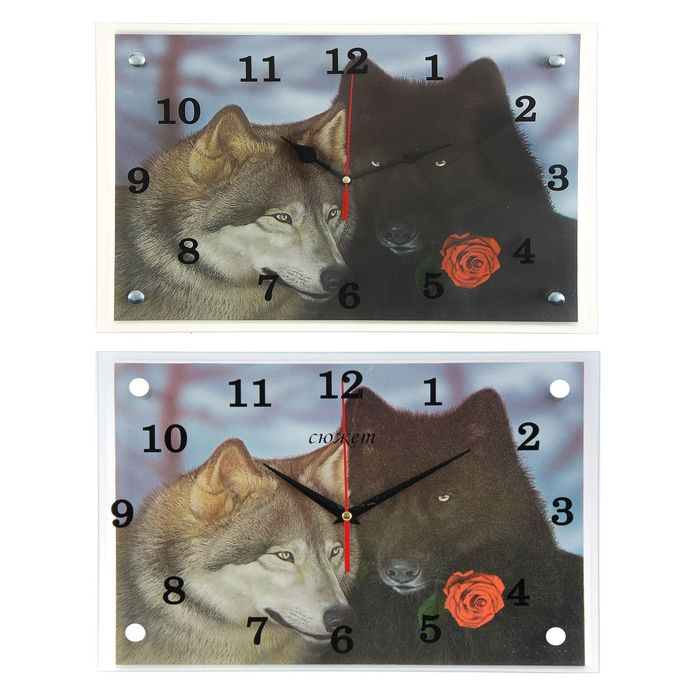 Часы настенные прямоугольные "Волчья любовь" 25х35см микс