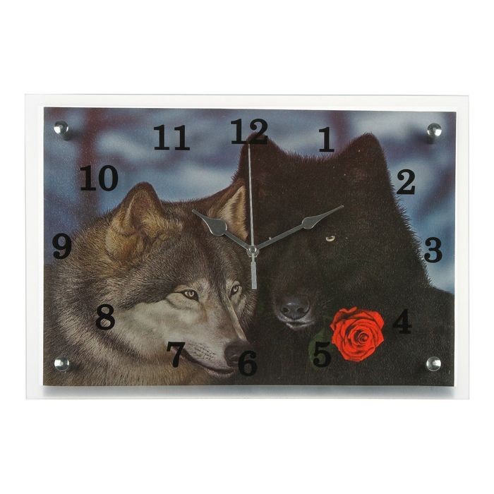 Часы настенные прямоугольные "Волчья любовь" 25х35см микс