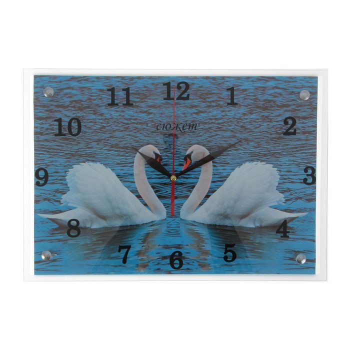 Часы настенные прямоугольные "Два лебедя"25х35см микс