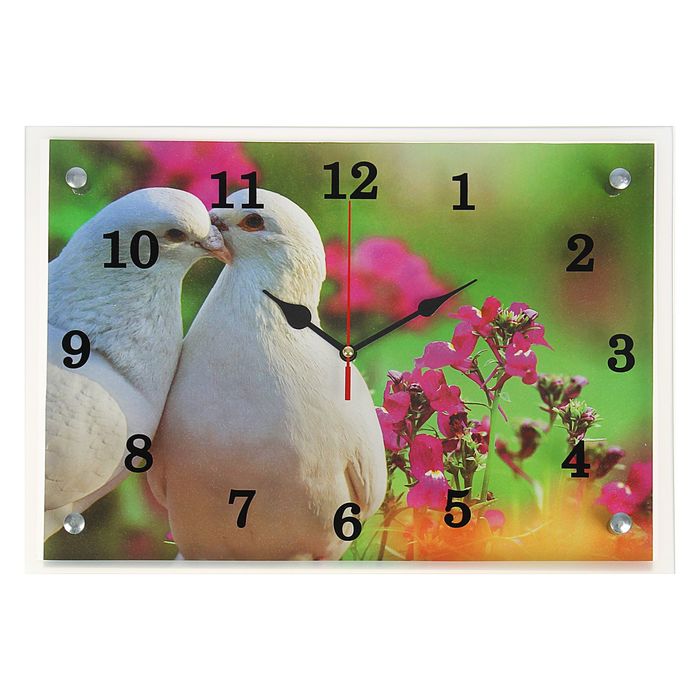 Часы настенные прямоугольные "Белые голуби"25х35см микс