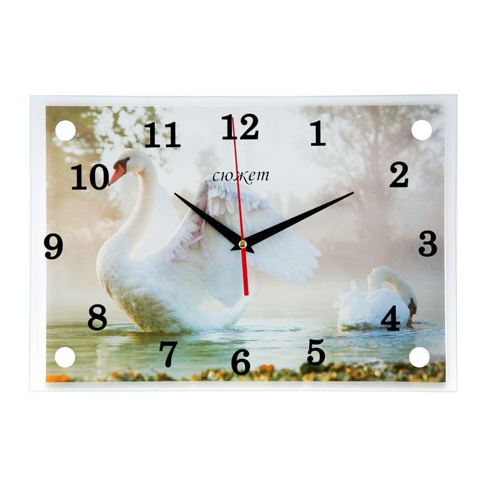 Часы настенные прямоугольные "Брызги и лебеди" 25х35см микс