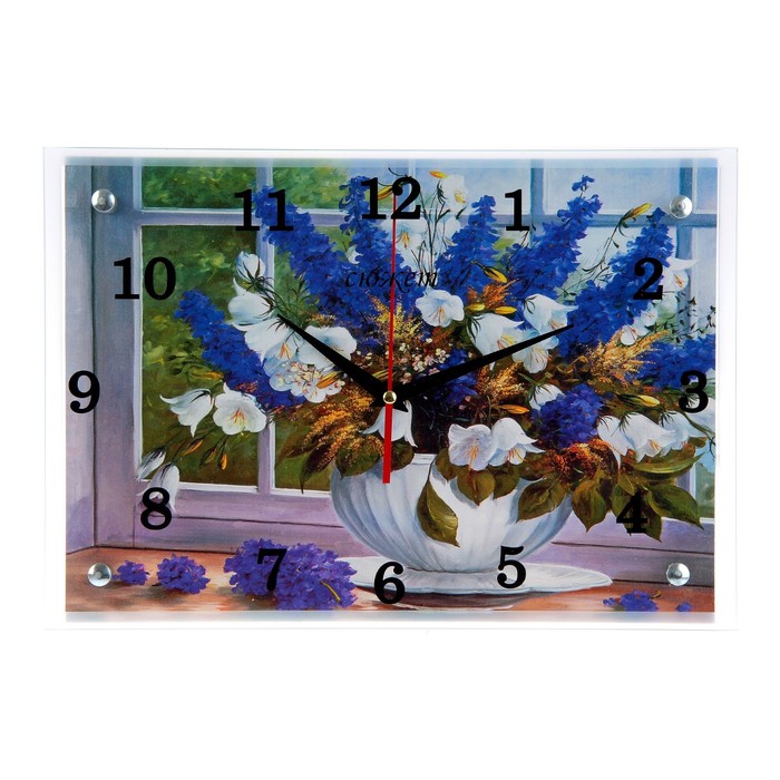 Часы настенные прямоугольные "Ваза у окна"25х35см  микс