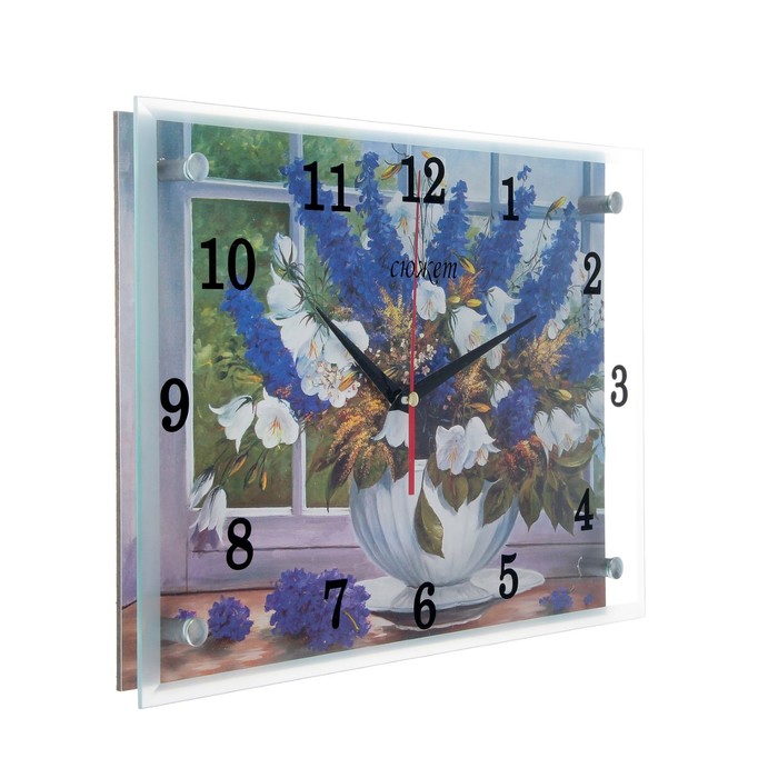 Часы настенные прямоугольные "Ваза у окна"25х35см микс