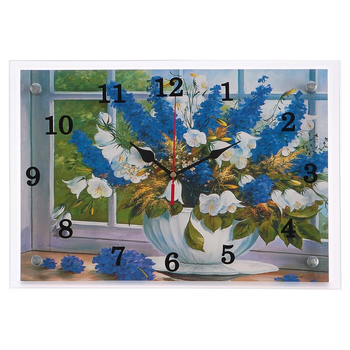 Часы настенные прямоугольные "Ваза у окна"25х35см микс