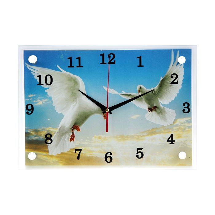 Часы настенные прямоугольные "Свадебные голуби"25х35см микс