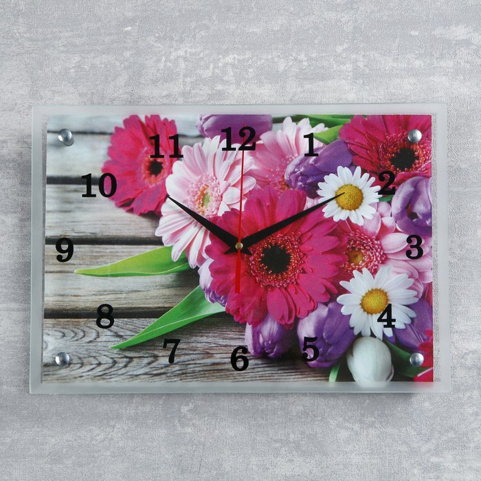 Часы настенные прямоугольные "Цветное ассорти"25х35см микс