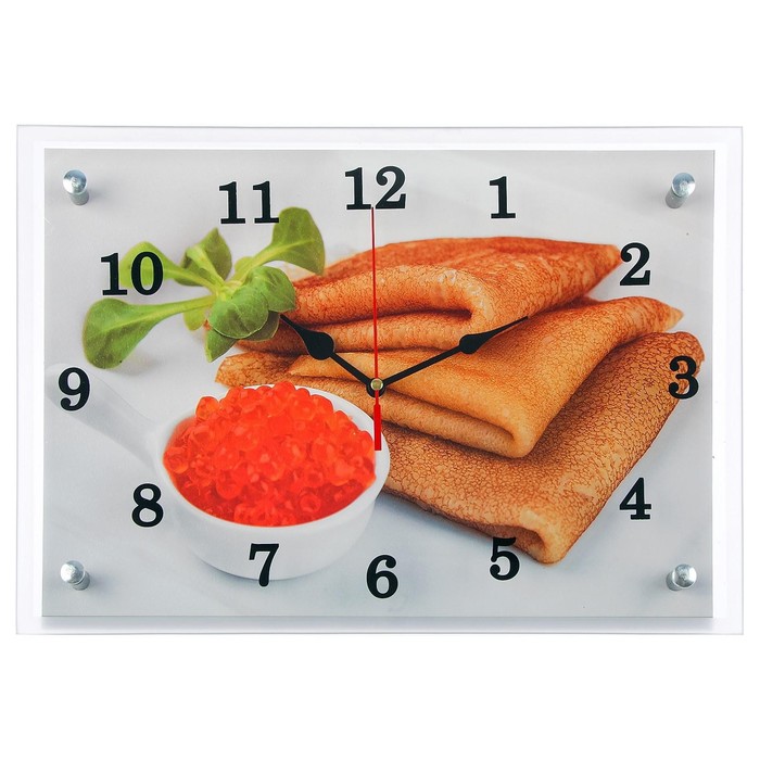 Часы-картина настенные, серия: Кухня, Блины с красной икрой25х35 см блины с красной икрой