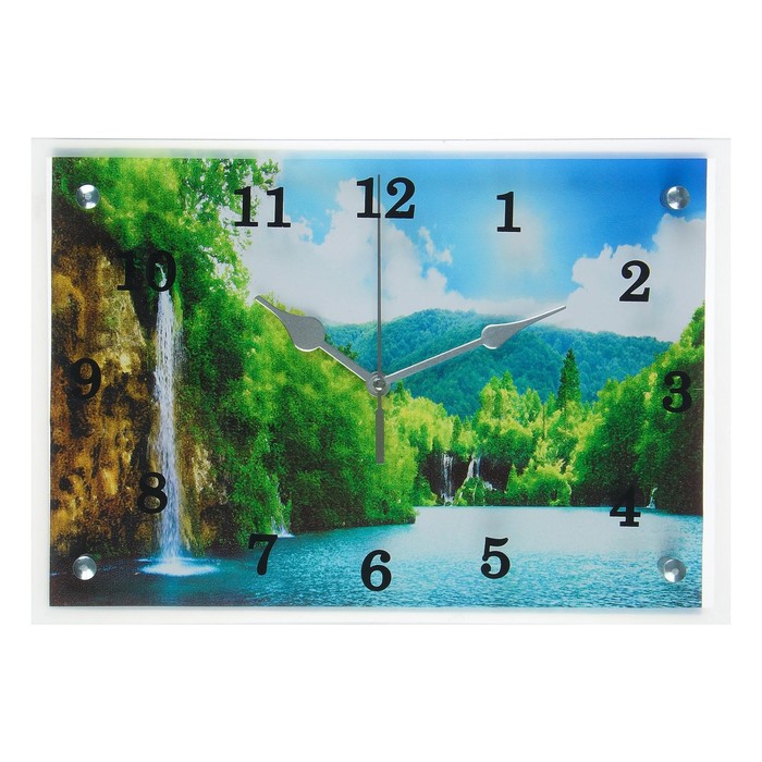 часы настенные серия природа природа 20х26 см Часы настенные, серия: Природа, Горный водопад 25х35 см