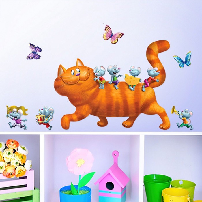 Наклейки интерьерные "Кошки-мышки"