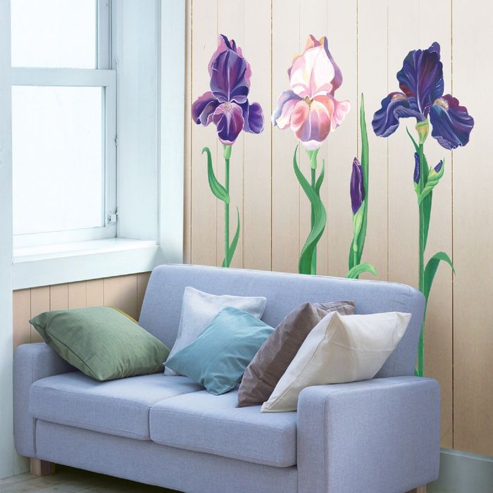 Наклейки интерьерные "Ирисы", набор 3 листа
