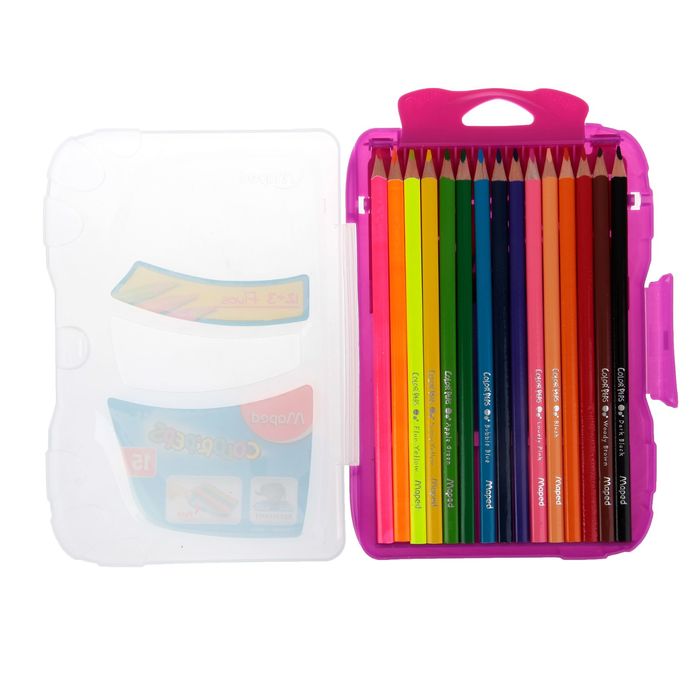 Карандаши трехгранные 18 цветов Color Peps, 15 цветов+3 флуоресцентных, в пластиковом пенале, МИКС