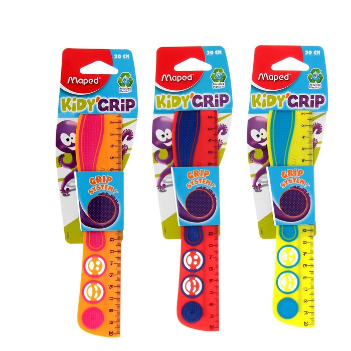 Линейка 20 см Maped Kidi Grip, цветная, эко-дизайн, европодвес 278710
