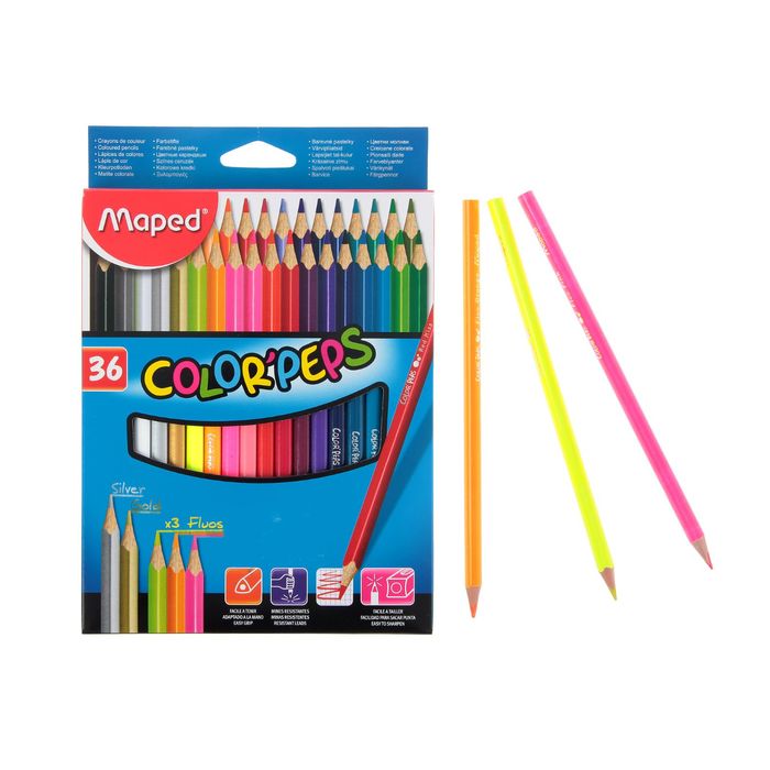Карандаши трёхгранные, 36 цветов, Maped Color Peps карандаши цветные maped color peps pastel 12 цветов