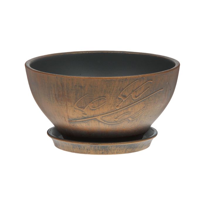 Кашпо "Фиалка" бронза, патина, 1 л